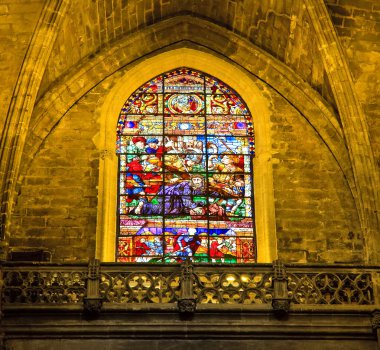 Stained-glass window in La Giralda clipart