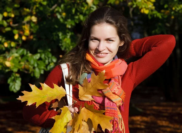 Mujer joven en el parque de otoño —  Fotos de Stock