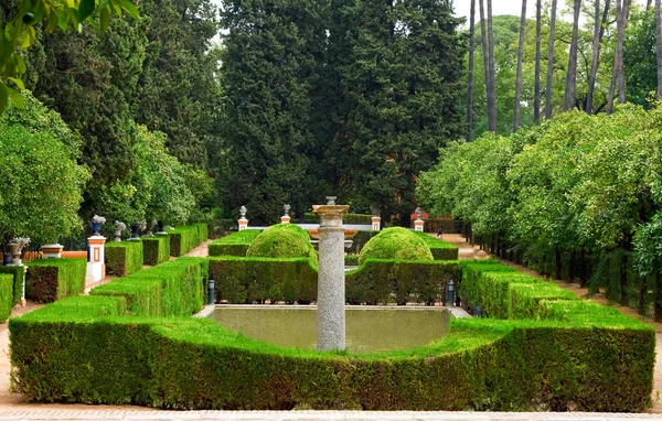 Tuin in Koninklijk Paleis van Sevilla — Stockfoto