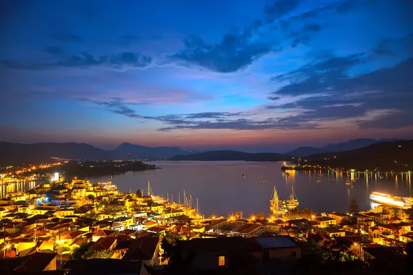 Řecké ostrovy v noci, poros — Stock fotografie