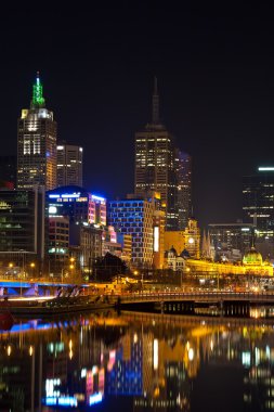 Melbourne at night clipart