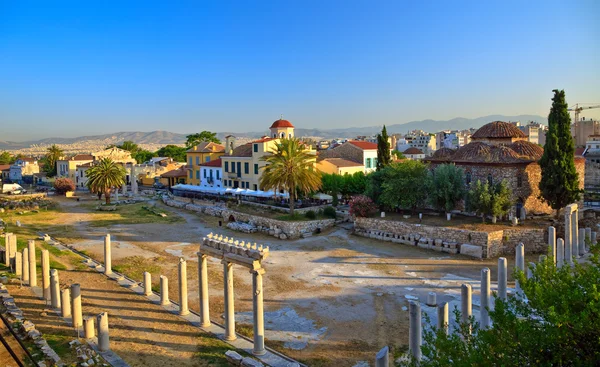 Ruínas na área de Plaka, Atenas — Fotografia de Stock