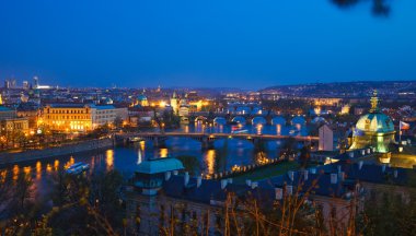 Prague bridges at night clipart