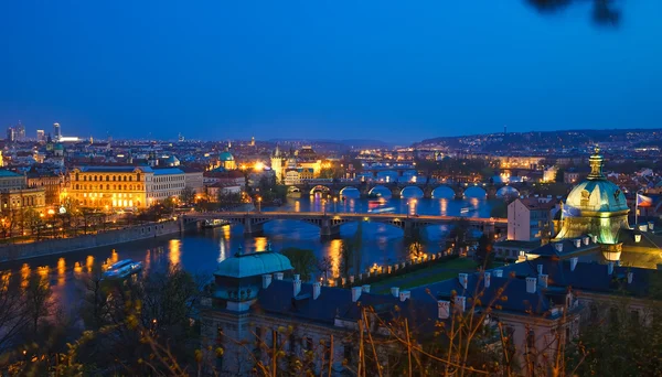 Mostów Praga nocą — Zdjęcie stockowe