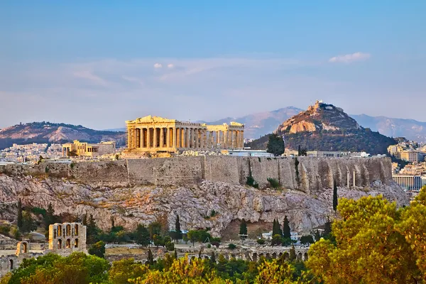 Akropolis i solnedgången — Stockfoto
