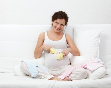 Young pregnant woman clipart
