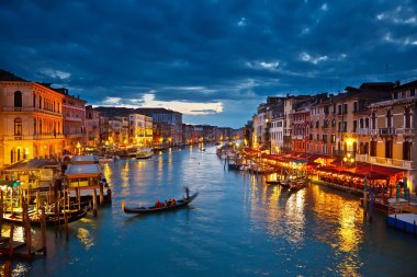 Grand Canal at night, Venice clipart