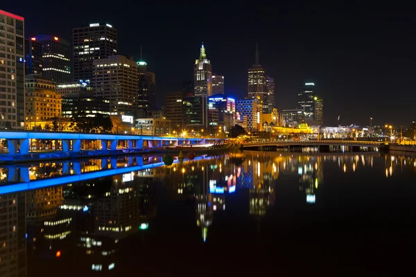 Melbourne in de nacht — Stockfoto