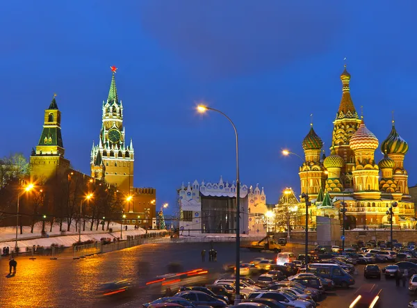 Röda torget på natten, Moskva — Stockfoto