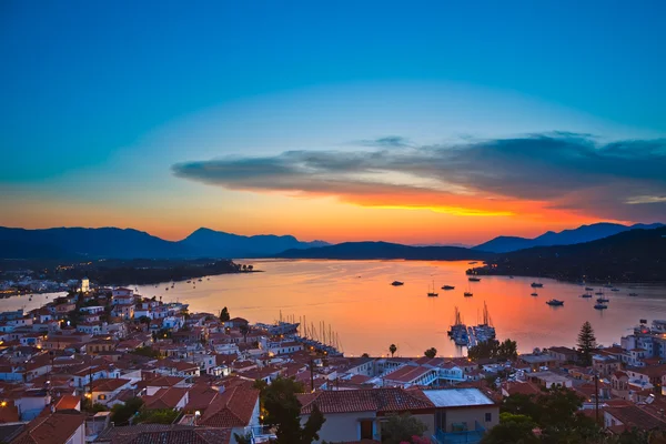 Pôr do sol sobre o mar Egeu — Fotografia de Stock