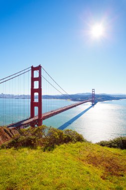 Golden Gate Bridge at sunny day clipart