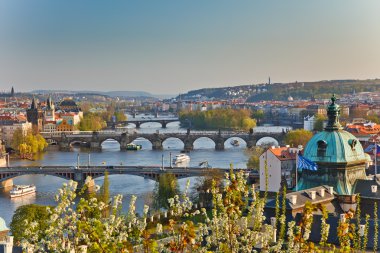 View on Prague at sunset clipart