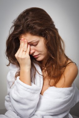 Young woman suffering from depression clipart