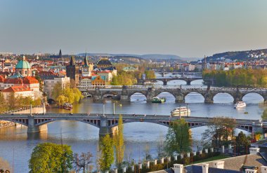 View on Prague at sunset clipart
