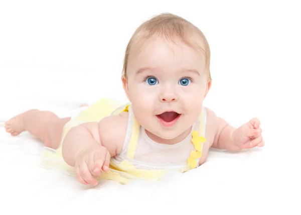 Bayi perempuan cantik terisolasi di atas putih — Stok Foto