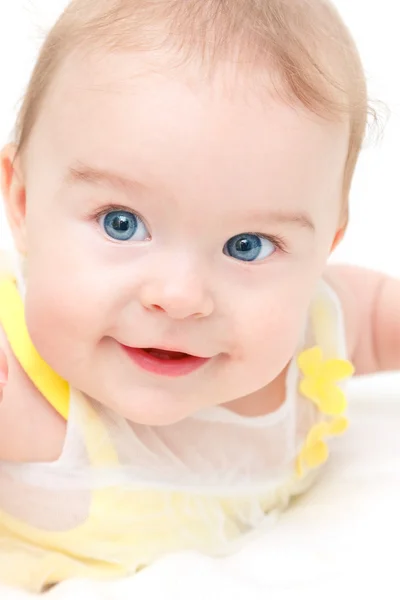Schattig baby meisje geïsoleerd op wit — Stockfoto