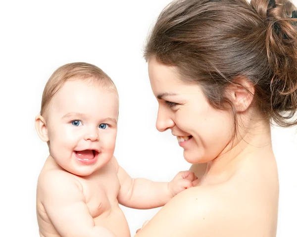 白の赤ちゃんと母親 — ストック写真