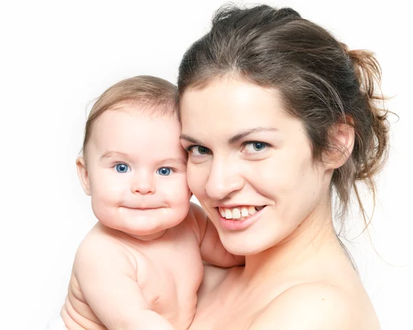 母亲与婴儿在白色 — 图库照片