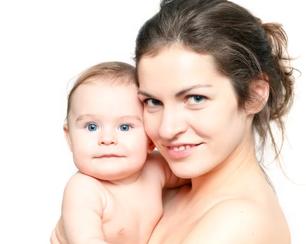 Madre con bambino su bianco — Foto Stock