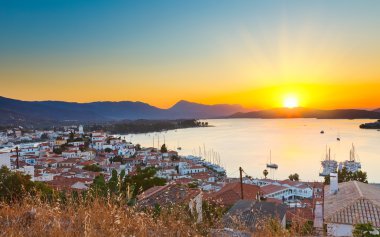 Sunset in Greece, Poros clipart