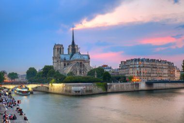 Notre Dame de Paris at dusk clipart