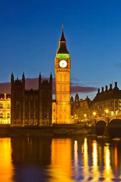 Big Ben in der Nacht, Großbritannien — Stockfoto