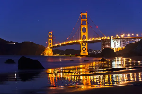 Golden Gate Bridge di notte, San Francisco — Foto Stock