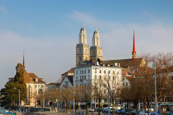 Zurich city, Switzerland. Grossmunster cathedral — Stock Photo, Image