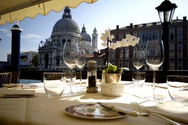Middag i Venedig Stockfoto