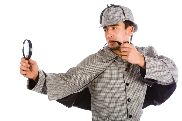 Sherlock Holmes mit Lupe — Stockfoto
