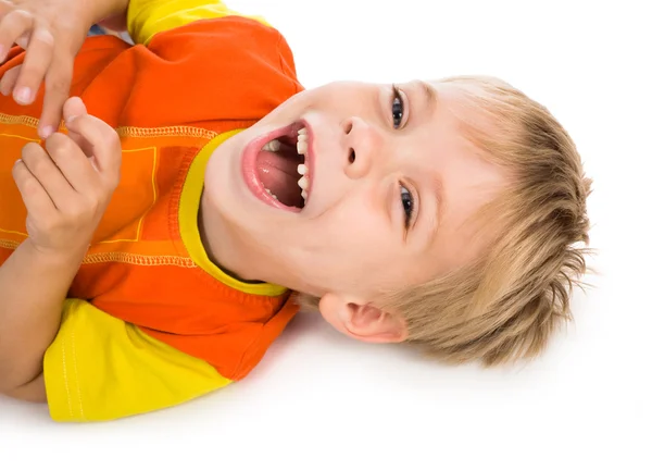 Chłopiec bez jednego zęby szczoteczka do zębów — Zdjęcie stockowe