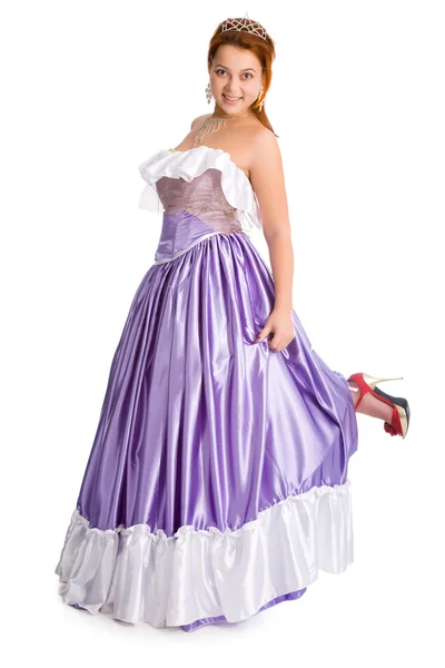 Smiley vrouw in bal jurk — Stockfoto