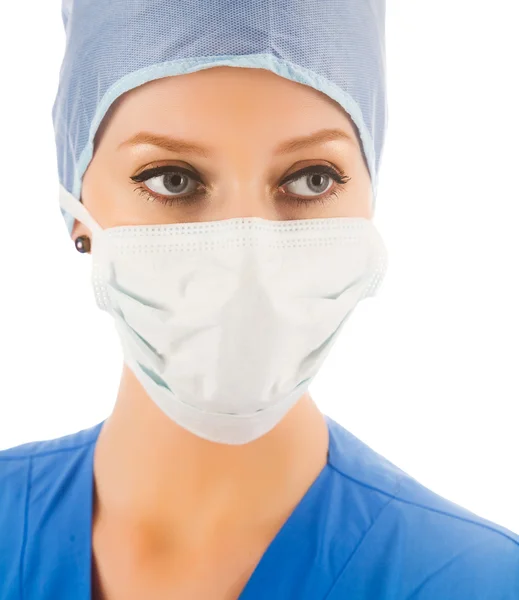 Chirurgien féminin avec masque — Photo