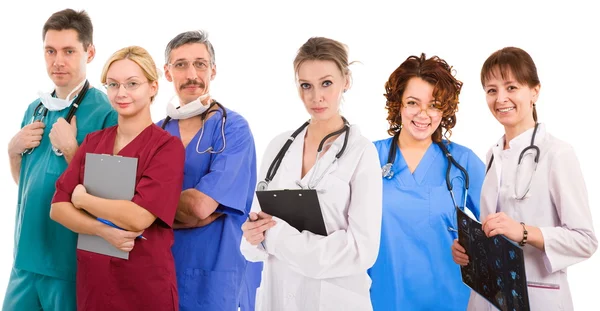 Seis mulheres um médico do sexo masculino — Fotografia de Stock