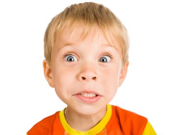 Very surprised five-year-old boy clipart