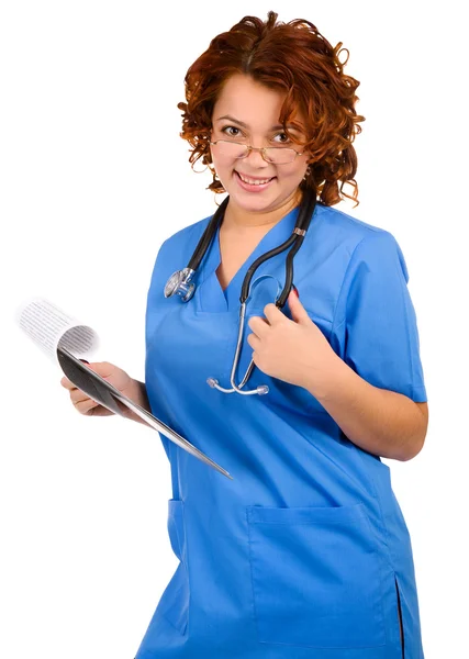 Jovem sorridente médico feminino — Fotografia de Stock