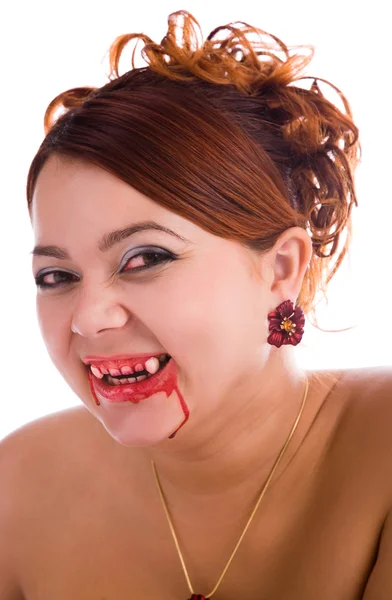 Skrattar rolig vampyr kvinna — Stockfoto