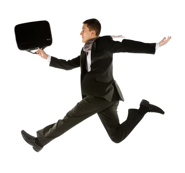 Running young businessman — Stock Photo, Image
