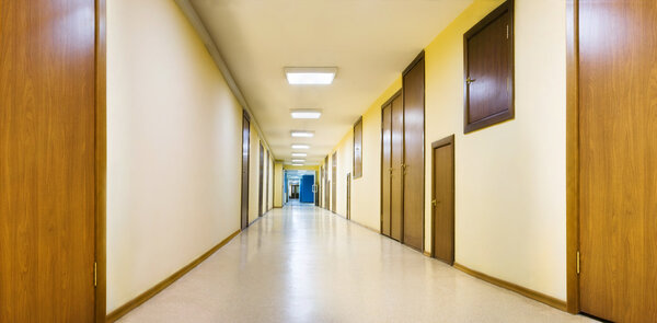 Long yellow corridor