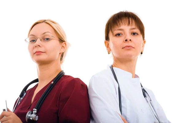 Blonde and brunette female doctors — Stock Photo, Image