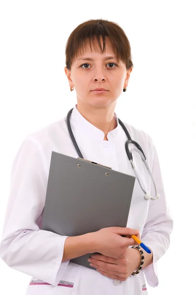 Vrouwelijke arts met stethoscoop — Stockfoto