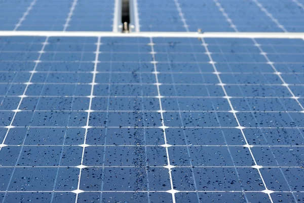 Solar panels in dew — Stock Photo, Image