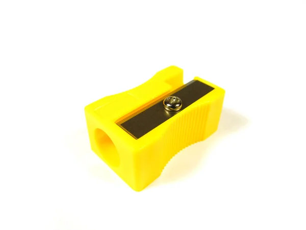 Žlutá pencill ořezávátko — Stock fotografie