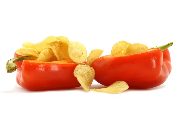 Red paprica filled a chips — Stock Photo, Image