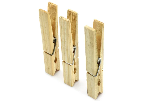 Três clothespins close-up — Fotografia de Stock