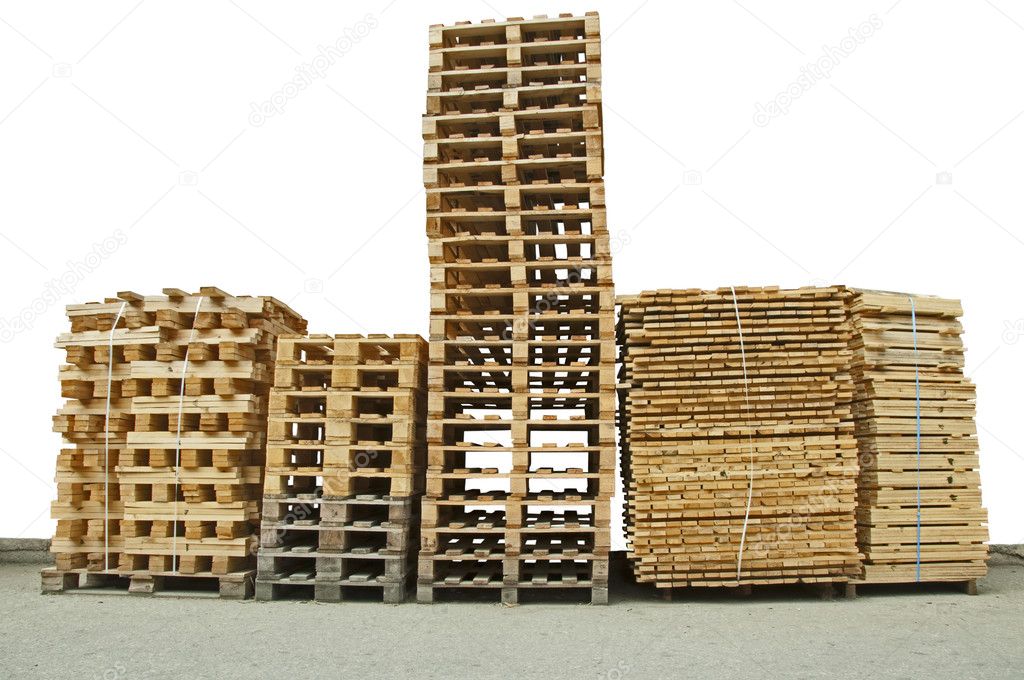 Stacks of New wooden pallets