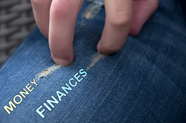 Jaggy jeans with texts — Stock Photo, Image
