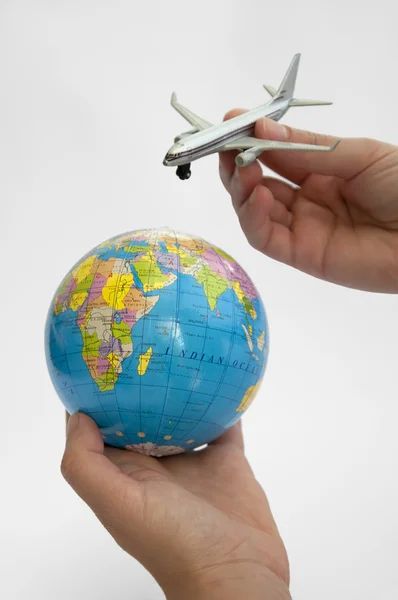 stock image Globe and plane