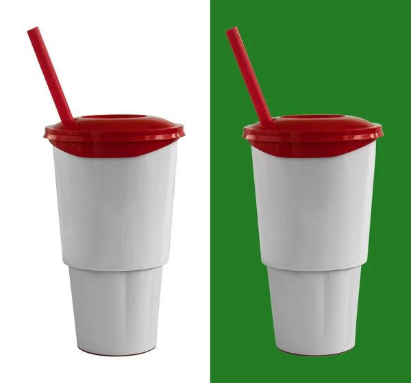 Fast food cup with red tube — Stock Photo, Image