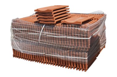 Pile of roofing tiles packaged. clipart